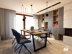 Projekt domu 43 m2 / Damienice - Duża biała jadalnia jako osobne pomieszczenie, styl nowoczesny - zdjęcie od BIG IDEA studio projektowe