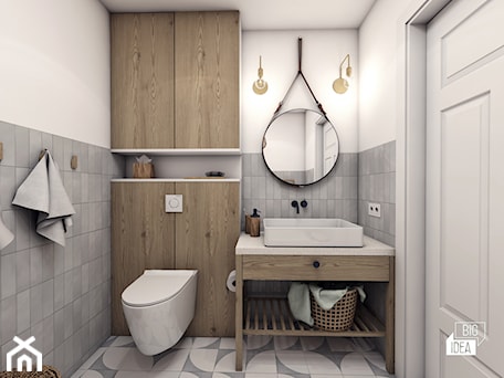 Aranżacje wnętrz - Łazienka: Projekt wnętrza domu bliźniaka Scandi Boho 72m2 / Węgrzce Wielkie / Łazienka główna - BIG IDEA studio projektowe. Przeglądaj, dodawaj i zapisuj najlepsze zdjęcia, pomysły i inspiracje designerskie. W bazie mamy już prawie milion fotografii!