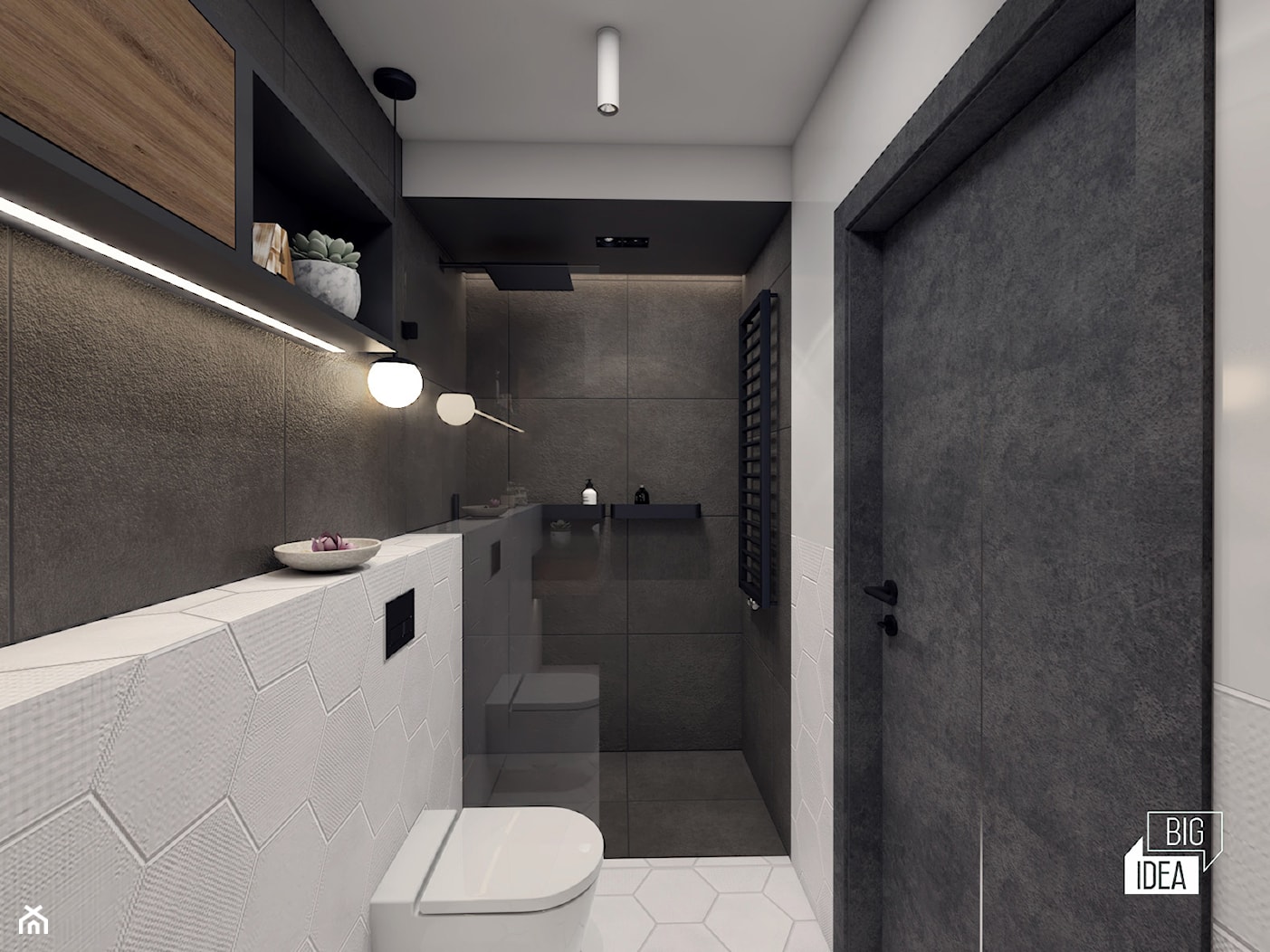 Projekt łazienki dla gości 4m2 / Stanisławice - zdjęcie od BIG IDEA studio projektowe - Homebook