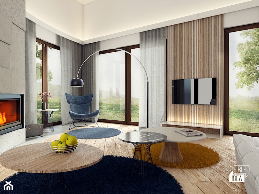 Projekt willi 300 m2 cz. III / Bochnia - Salon, styl nowoczesny - zdjęcie od BIG IDEA studio projektowe