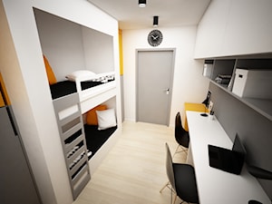 Projekt pokoju dla nastolatków 9m2 / Kraków - Mały biały pokój dziecka dla nastolatka dla chłopca dla rodzeństwa - zdjęcie od BIG IDEA studio projektowe