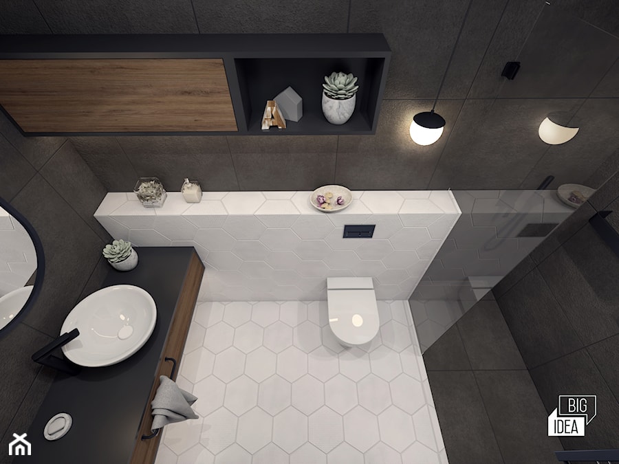 Projekt łazienki dla gości 4m2 / Stanisławice - zdjęcie od BIG IDEA studio projektowe