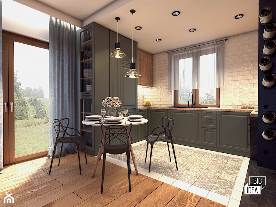 Projekt domu 45 m2 / Bochnia - Mała biała jadalnia w kuchni, styl nowoczesny - zdjęcie od BIG IDEA studio projektowe
