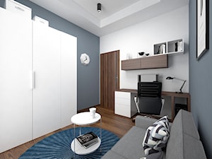 Projekt mieszkania 57 m2 / Kraków - Duże z sofą białe szare biuro, styl nowoczesny - zdjęcie od BIG IDEA studio projektowe