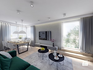 Projekt mieszkania 48,16 m2 / Kraków - Duży szary salon z jadalnią, styl nowoczesny - zdjęcie od BIG IDEA studio projektowe