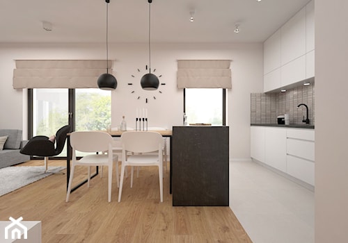 Projekt mieszkania 60 m2 / Kraków - Średnia beżowa jadalnia w salonie w kuchni, styl minimalistyczny - zdjęcie od BIG IDEA studio projektowe