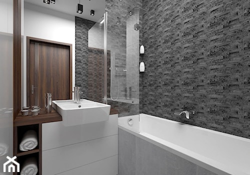 Projekt mieszkania 57 m2 / Kraków - Mała bez okna z punktowym oświetleniem łazienka, styl nowoczesny - zdjęcie od BIG IDEA studio projektowe