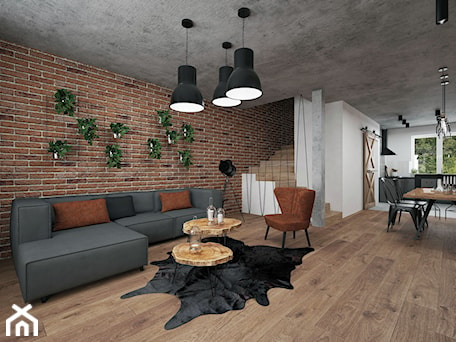 Aranżacje wnętrz - Salon: Projekt mieszkania 60 m2 / Duchnice - Duży biały salon z jadalnią, styl industrialny - BIG IDEA studio projektowe. Przeglądaj, dodawaj i zapisuj najlepsze zdjęcia, pomysły i inspiracje designerskie. W bazie mamy już prawie milion fotografii!