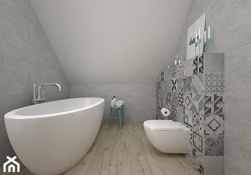 Projekt poddasza 45 m2 / Jabłonka - Średnia bez okna łazienka, styl skandynawski - zdjęcie od BIG IDEA studio projektowe