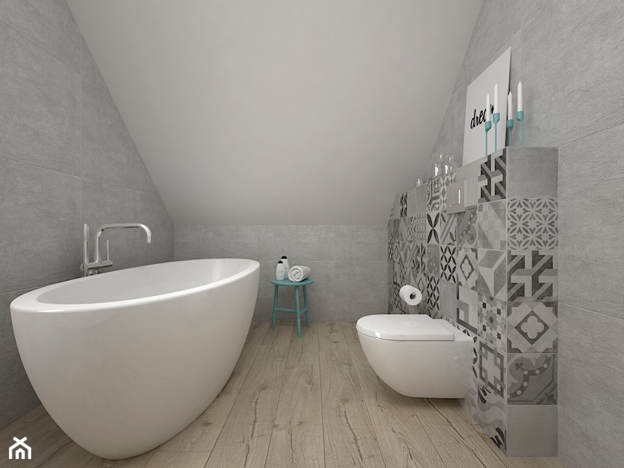 Projekt poddasza 45 m2 / Jabłonka - Średnia bez okna łazienka, styl skandynawski - zdjęcie od BIG IDEA studio projektowe