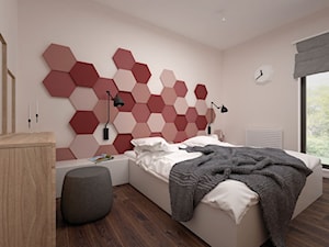 Projekt mieszkania 60 m2 / Kraków - Średnia beżowa sypialnia z balkonem / tarasem, styl minimalistyczny - zdjęcie od BIG IDEA studio projektowe