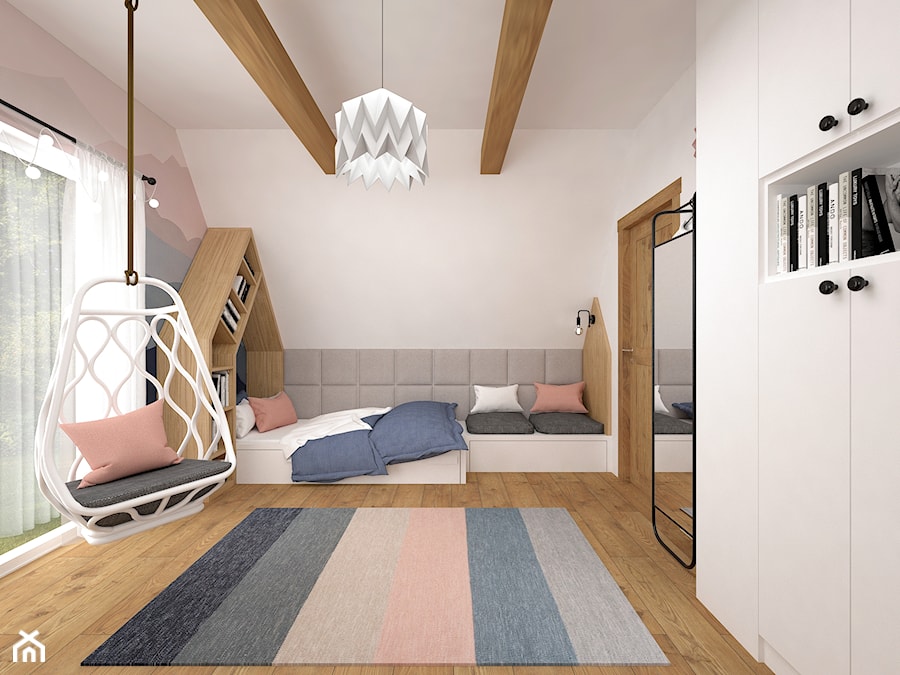 Pokoje dla dzieci 17 + 17 m2 / Nowy Targ - Średni beżowy pokój dziecka dla dziecka dla nastolatka dla chłopca dla dziewczynki, styl nowoczesny - zdjęcie od BIG IDEA studio projektowe