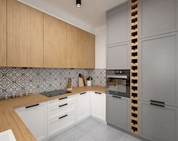 Projekt mieszkania 85 m2 / Kraków - Średnia zamknięta biała z zabudowaną lodówką kuchnia w kształcie ... - zdjęcie od BIG IDEA studio projektowe - Homebook
