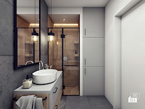 Projekt mieszkania 48,16 m2 / Kraków - Średnia bez okna z punktowym oświetleniem łazienka, styl skandynawski - zdjęcie od BIG IDEA studio projektowe