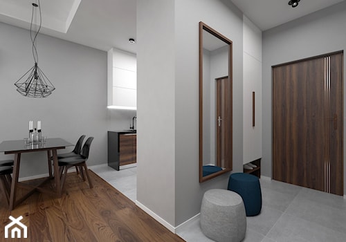 Projekt mieszkania 57 m2 / Kraków - Mały szary hol / przedpokój, styl nowoczesny - zdjęcie od BIG IDEA studio projektowe