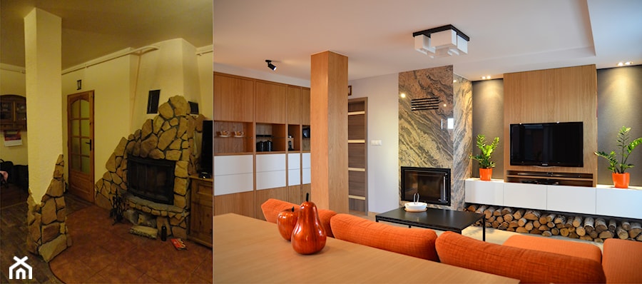 Metamorfoza wnętrza - salon z aneksem kuchennym - Salon, styl minimalistyczny - zdjęcie od BIG IDEA studio projektowe