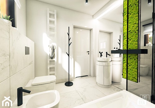 Projekt willi 300 m2 cz. II / Bochnia - Średnia z lustrem z punktowym oświetleniem łazienka z oknem, styl nowoczesny - zdjęcie od BIG IDEA studio projektowe