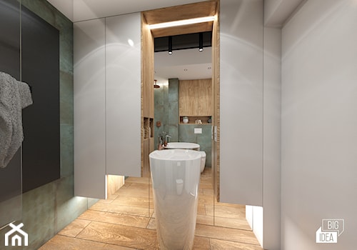 Projekt willi 300 m2 cz. II / Bochnia - Mała bez okna z lustrem z punktowym oświetleniem łazienka, styl nowoczesny - zdjęcie od BIG IDEA studio projektowe