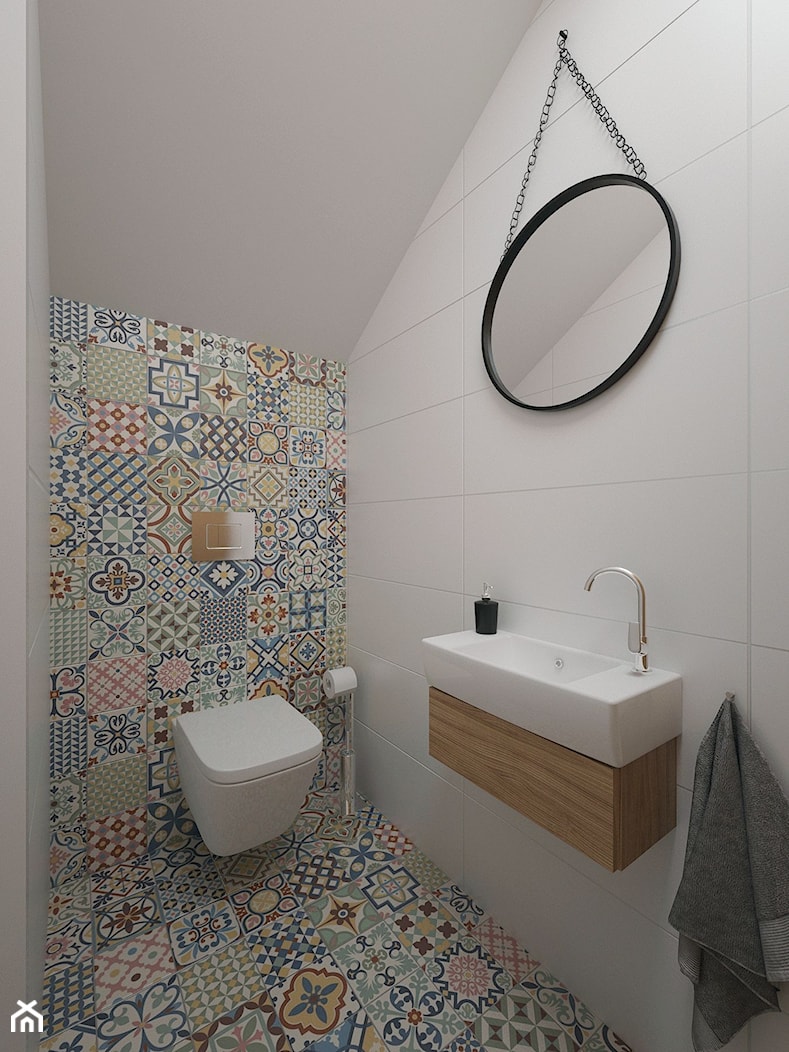 Projekt domu 90 m2 / Kraków - Średnia na poddaszu łazienka, styl nowoczesny - zdjęcie od BIG IDEA studio projektowe - Homebook