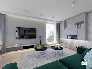 Projekt mieszkania 48,16 m2 / Kraków - Średni szary salon, styl nowoczesny - zdjęcie od BIG IDEA studio projektowe