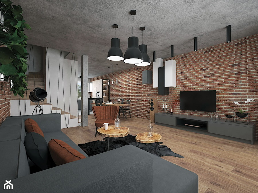 Projekt mieszkania 60 m2 / Duchnice - Salon, styl industrialny - zdjęcie od BIG IDEA studio projektowe
