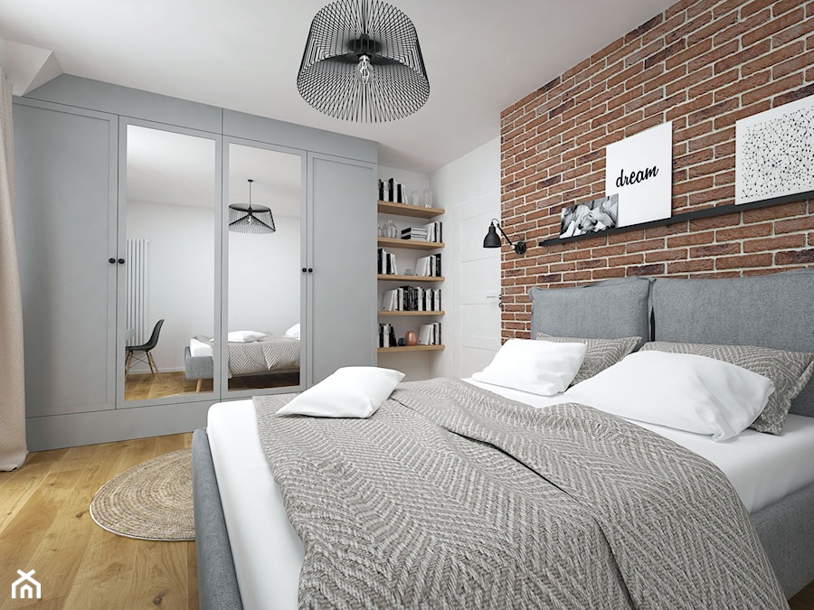 Projekt domu 90 m2 / Kraków - Średnia biała szara sypialnia, styl nowoczesny - zdjęcie od BIG IDEA studio projektowe