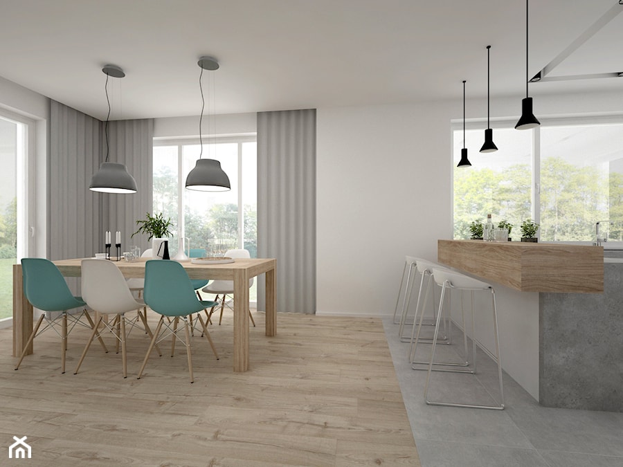 Projekt domu 70 m2 / Jabłonka - Średnia biała jadalnia w kuchni, styl skandynawski - zdjęcie od BIG IDEA studio projektowe