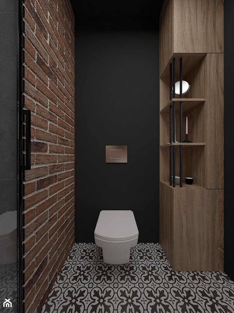 Projekt mieszkania 60 m2 / Duchnice - Mała bez okna łazienka, styl industrialny - zdjęcie od BIG IDEA studio projektowe