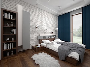 Projekt mieszkania 57 m2 / Kraków - Średnia biała szara sypialnia, styl nowoczesny - zdjęcie od BIG IDEA studio projektowe