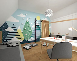 Pokoje dla dzieci 17 + 17 m2 / Nowy Targ - Duży biały pokój dziecka dla dziecka dla nastolatka dla c ... - zdjęcie od BIG IDEA studio projektowe - Homebook