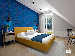 Projekt domu 107,52 m2 / Wieliczka - Średnia niebieska szara z biurkiem sypialnia na poddaszu, styl nowoczesny - zdjęcie od BIG IDEA studio projektowe