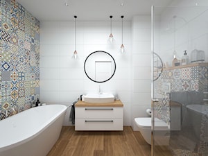 Projekt domu 90 m2 / Kraków - Średnia bez okna z punktowym oświetleniem łazienka, styl nowoczesny - zdjęcie od BIG IDEA studio projektowe