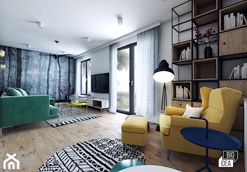 Projekt domu 107,52 m2 / Wieliczka - Duży biały salon, styl nowoczesny - zdjęcie od BIG IDEA studio projektowe