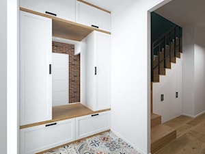 Projekt domu 90 m2 / Kraków - Duży biały hol / przedpokój, styl nowoczesny - zdjęcie od BIG IDEA studio projektowe
