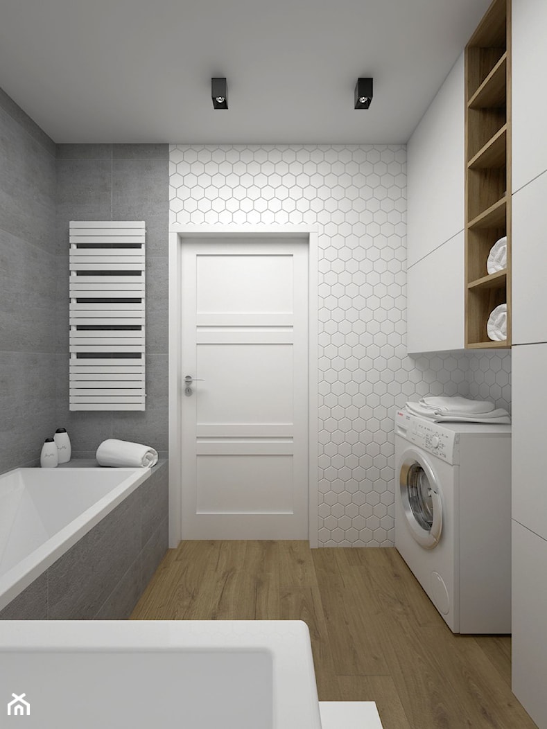 Projekt łazienki 5 m2 / Kraków - Mała bez okna z pralką / suszarką łazienka, styl minimalistyczny - zdjęcie od BIG IDEA studio projektowe - Homebook