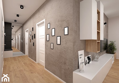 Projekt mieszkania 60 m2 / Kraków - Duży szary hol / przedpokój, styl minimalistyczny - zdjęcie od BIG IDEA studio projektowe