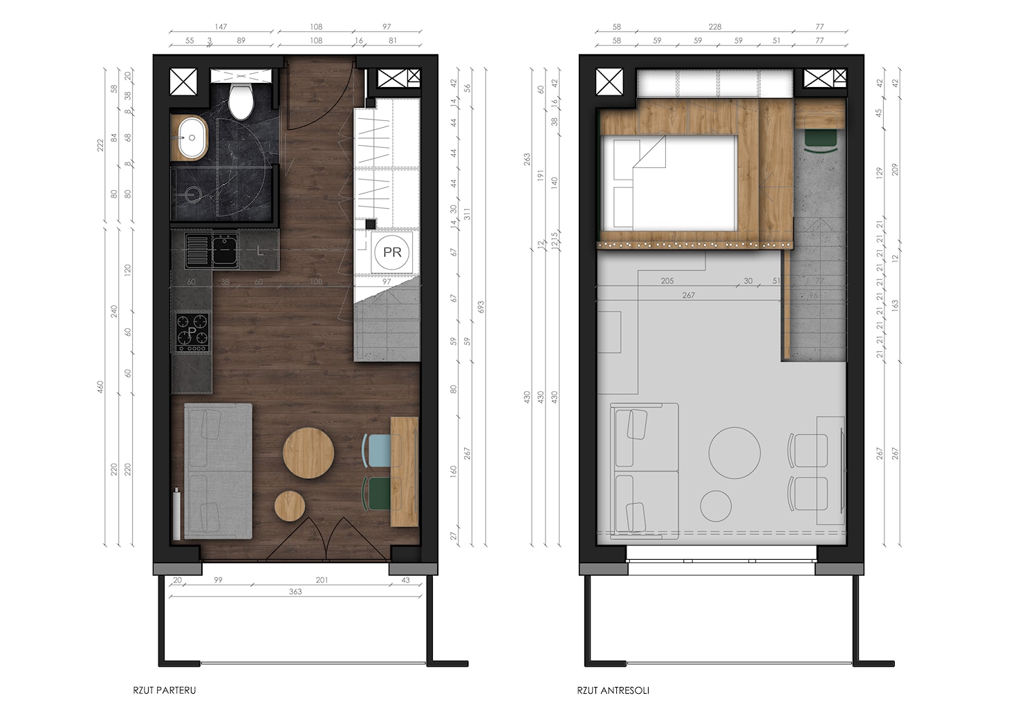 MINI mieszkanie - plan - zdjęcie od BIG IDEA studio projektowe - Homebook
