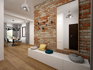 Projekt mieszkania 85 m2 / Kraków - Średni biały hol / przedpokój, styl skandynawski - zdjęcie od BIG IDEA studio projektowe