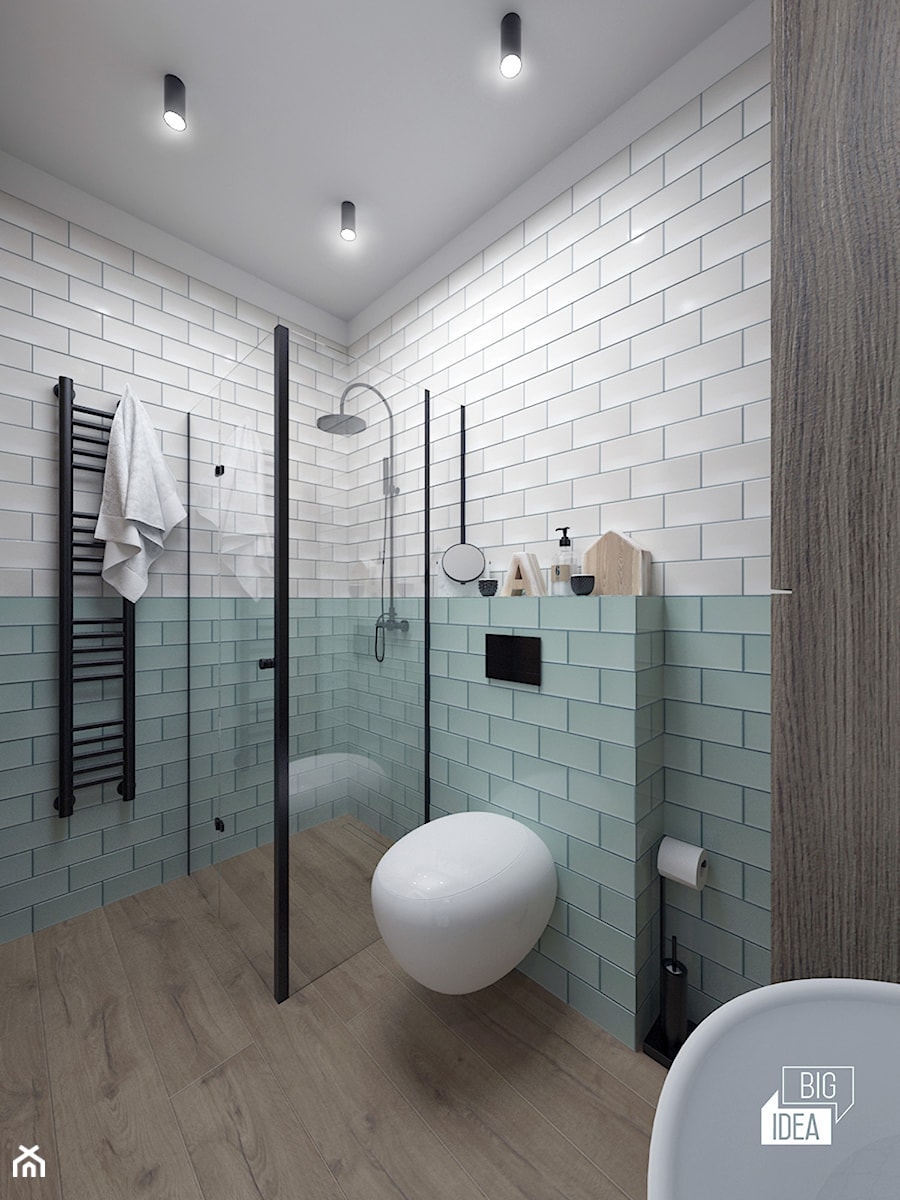 Projekt domu 107,52 m2 / Wieliczka - Średnia bez okna z punktowym oświetleniem łazienka, styl nowoczesny - zdjęcie od BIG IDEA studio projektowe