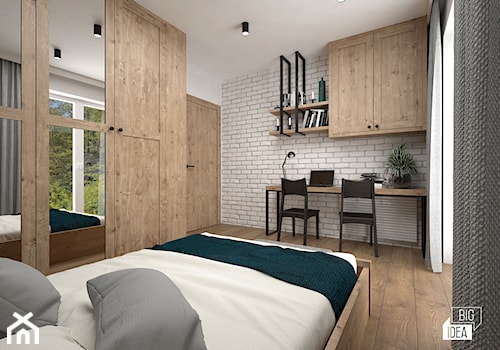 Projekt mieszkania 70,42 m2 / Warszawa - Średnia biała szara z biurkiem sypialnia, styl nowoczesny - zdjęcie od BIG IDEA studio projektowe