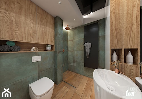 Projekt willi 300 m2 cz. II / Bochnia - Średnia bez okna z punktowym oświetleniem łazienka, styl nowoczesny - zdjęcie od BIG IDEA studio projektowe