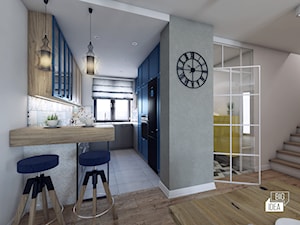 Projekt domu 107,52 m2 / Wieliczka - Średnia otwarta z kamiennym blatem biała z zabudowaną lodówką z lodówką wolnostojącą z podblatowym zlewozmywakiem kuchnia w kształcie litery g z oknem, styl nowoczesny - zdjęcie od BIG IDEA studio projektowe