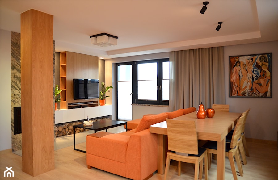 Projekt salonu z aneksem kuchennym 36 m2 / Bochnia - Salon, styl minimalistyczny - zdjęcie od BIG IDEA studio projektowe