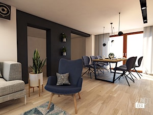 Projekt domu 43 m2 / Damienice - Średni czarny szary salon z jadalnią, styl nowoczesny - zdjęcie od BIG IDEA studio projektowe