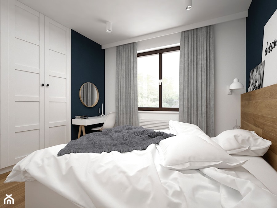 Projekt mieszkania 85 m2 / Kraków - Średnia biała sypialnia, styl skandynawski - zdjęcie od BIG IDEA studio projektowe