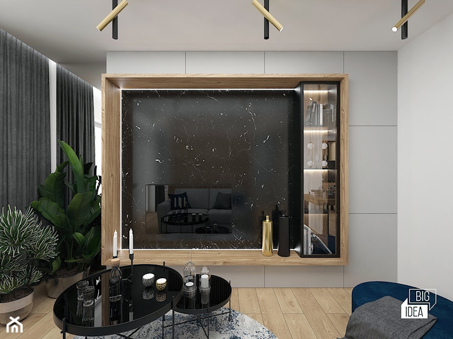 Salon z aneksem kuchennym 30 m2 / Niepołomice - Salon, styl nowoczesny - zdjęcie od BIG IDEA studio projektowe