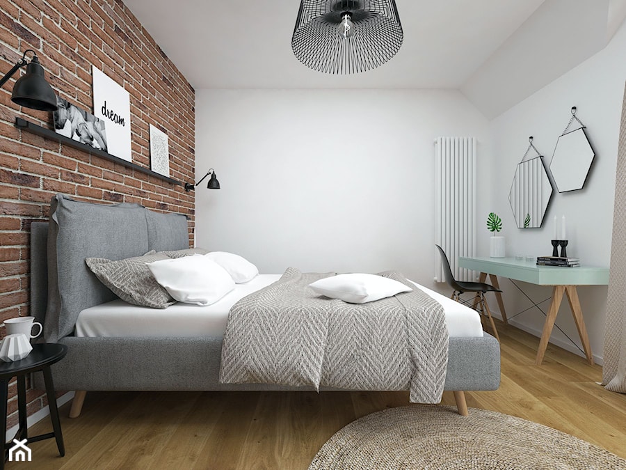 Projekt domu 90 m2 / Kraków - Średnia biała sypialnia na poddaszu, styl nowoczesny - zdjęcie od BIG IDEA studio projektowe
