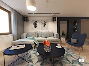 Projekt domu 43 m2 / Damienice - Mały szary salon, styl nowoczesny - zdjęcie od BIG IDEA studio projektowe