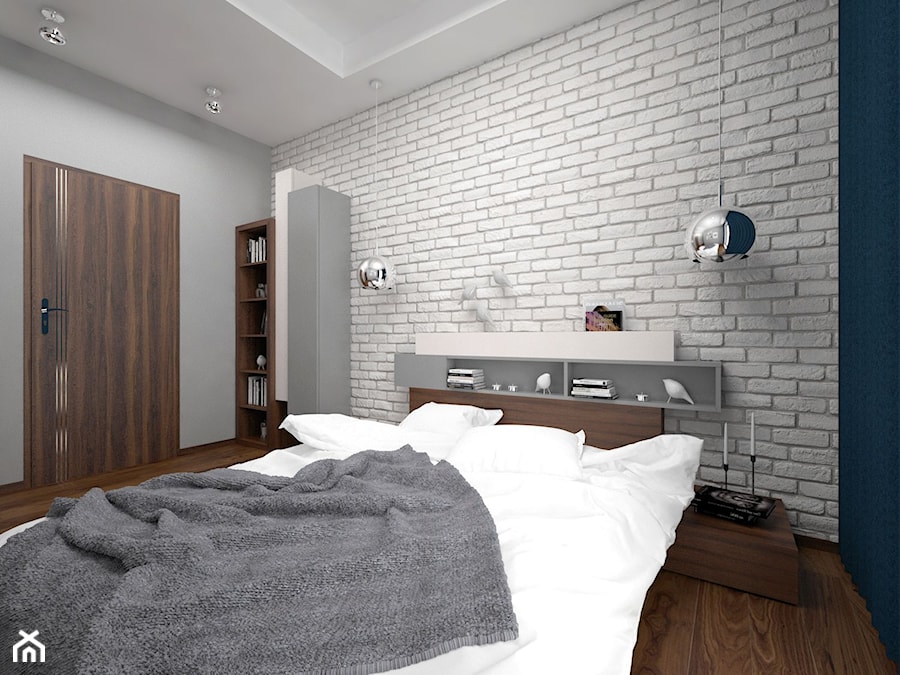 Projekt mieszkania 57 m2 / Kraków - Średnia sypialnia, styl nowoczesny - zdjęcie od BIG IDEA studio projektowe