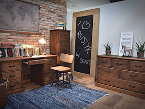 Rustyk - Średnie w osobnym pomieszczeniu białe biuro, styl rustykalny - zdjęcie od SEART.PL